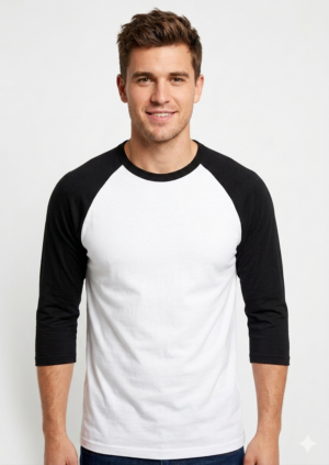Gemini_Generated_Image_drylsmdrylsmdryl Playera Raglan Manga 3/4 para Hombre - Blanco y Negro